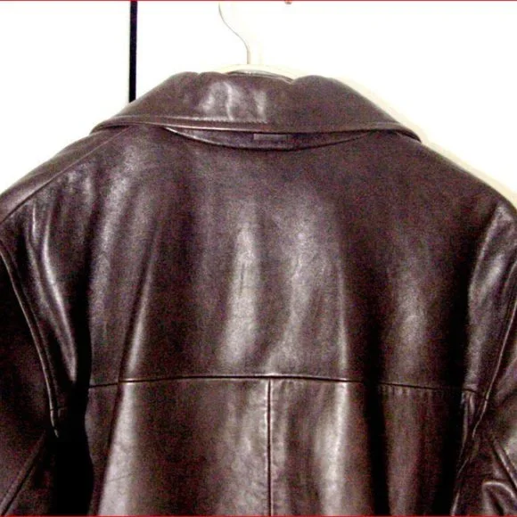 Vtg Brown Leather Calvin Klein Blazer Button Leather Jacket Sz M